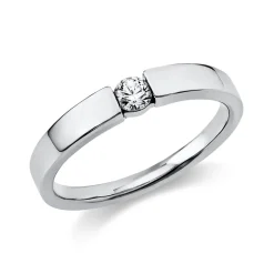 Solitär Ring Spannring aus 750 Gold Weißgold mit Diamant Brillant 0,15 Ct.