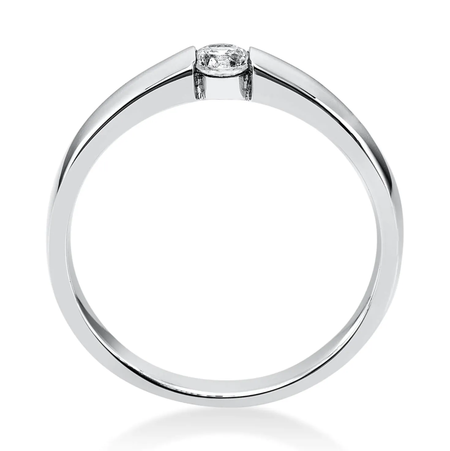 Solitär Ring Spannring aus 750 Gold Weißgold mit Diamant Brillant 0,15 Ct.