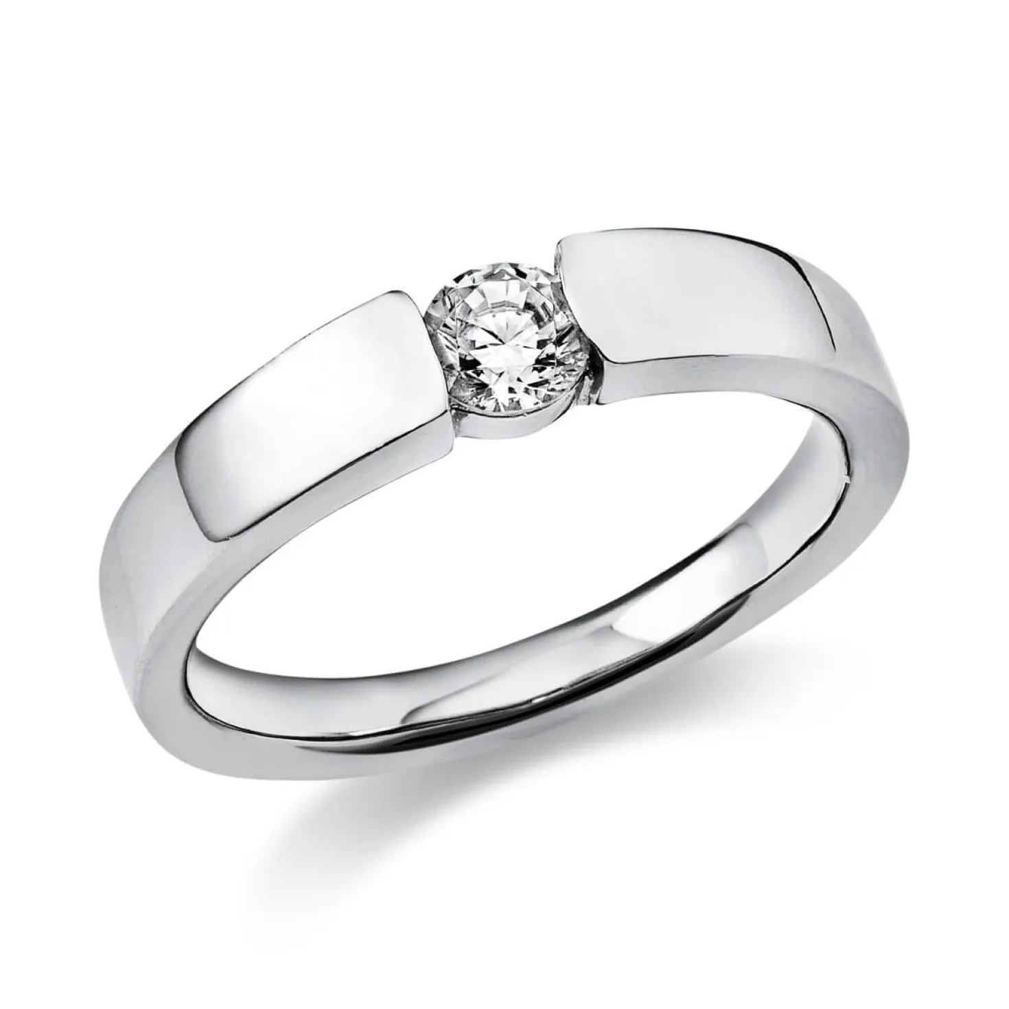 Solitär Ring Spannring aus 750 Gold Weißgold mit Diamant Brillant 0,25 Ct.