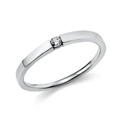 Solitär Ring Spannring aus 585 Gold Weißgold mit Diamant Brillant 0,05 Ct.