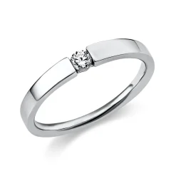 Solitär Ring Spannring aus 585 Gold Weißgold mit Diamant Brillant 0,10 Ct.