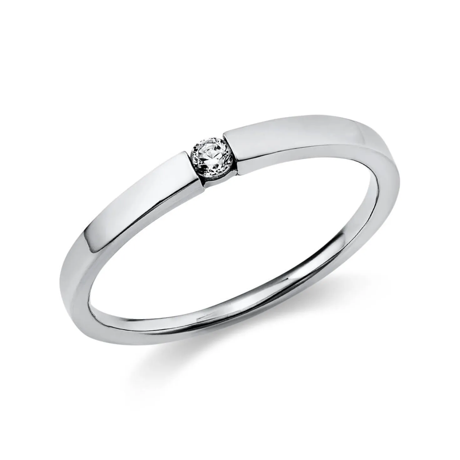 Solitär Ring Spannring aus 750 Gold Weißgold mit Diamant Brillant 0,05 Ct.
