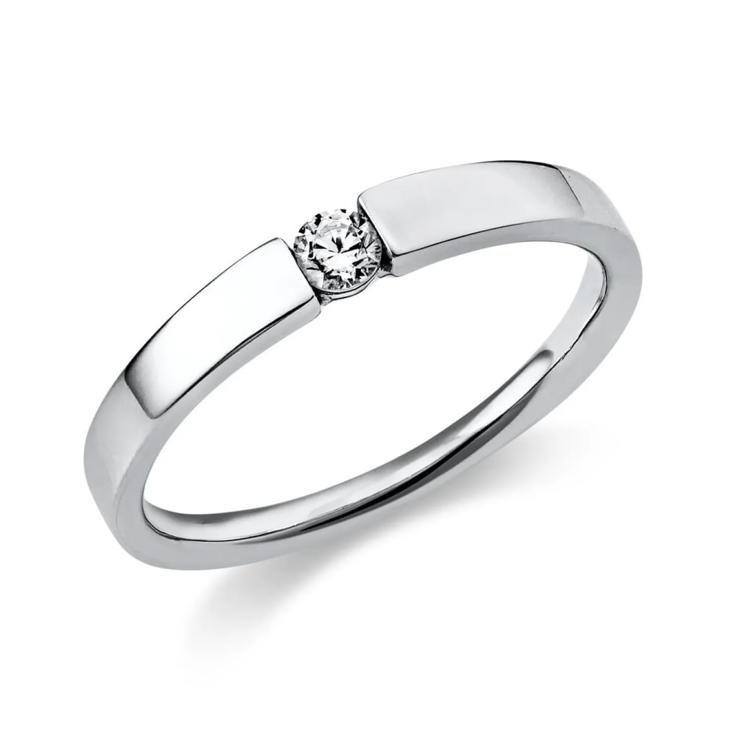 Solitär Ring Spannring aus 950 Platin mit Diamant Brillant 0,10 Ct.