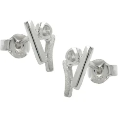 Stecker Ohrstecker aus 925 Silber matt - glänzend, mit Zirkonia, Damen