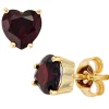 Stecker Ohrstecker Herz mit Granate, 333 Gold Gelbgold Echtgold, Damen