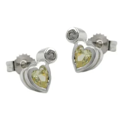 Stecker Ohrstecker Herz, Zirkonia & Peridot hellgrün, 925 Silber
