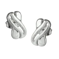 Stecker Ohrstecker in X-Form, mit Zirkonia, aus echtem 925 Silber