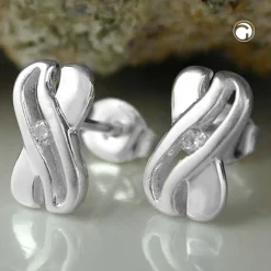 Stecker Ohrstecker in X-Form, mit Zirkonia, aus echtem 925 Silber