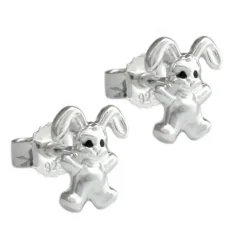 Stecker Ohrstecker, kleiner Hase, 925 Silber, glänzend für Kinder