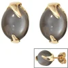 Stecker Ohrstecker mit Mondstein grau, 585 Gold Gelbgold, oval, Damen