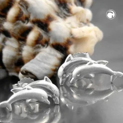 Stecker Ohrstecker Ohrschmuck, Delfin-Pärchen, 925 Silber, für Kinder