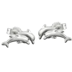 Stecker Ohrstecker Ohrschmuck, Delfin-Pärchen, 925 Silber, für Kinder