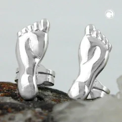 Stecker Ohrstecker Ohrschmuck, Füße glänzend, 925 Silber, Damen