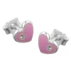 Stecker Ohrstecker Ohrschmuck, Herz pink, echtes 925 Silber, Kinder