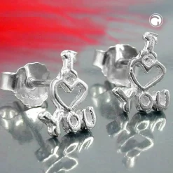 Stecker Ohrstecker Ohrschmuck, I LOVE YOU, echtes 925 Silber, Damen