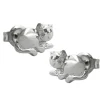 Stecker Ohrstecker Ohrschmuck, Katze, rhodiniert, 925 Silber für Damen