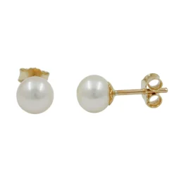 Stecker Ohrstecker Ohrschmuck, Süßwasserperle Perle, 375 Gold Gelbgold