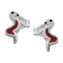 Stecker Ohrstecker, Schlange Schlangen rot-schwarz 925 Silber, Kinder