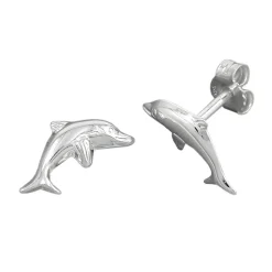 Stecker Ohrstecker, springender Delfin aus echtem 925 Silber, Damen
