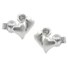 Stecker Ohrstecker, zwei Herzen mit Zirkonia, matt, aus 925 Silber