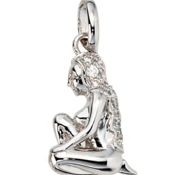 Sternzeichen Jungfrau Anhänger 12,3x19,8mm mit Zirkonia 925 Silber rhodiniert