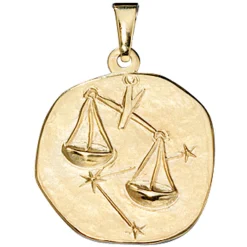 Sternzeichen Waage - Anhänger 19,3x22,3mm aus 333 Gold Gelbgold Unisex