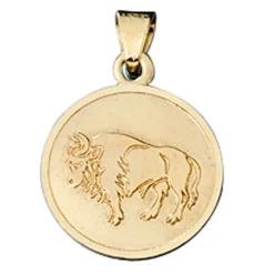 Stier - Ketten Anhänger Goldanhänger 333 Gold rund Halsschmuck Unisex