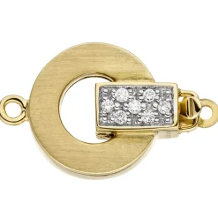 Verschluss Schließe Diamanten 0.1Ct & 585 Gelbgold Goldverschluss