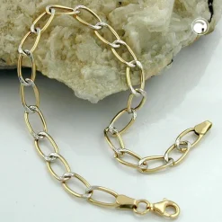 Weitpanzer Armband aus 375 Gold, Gelbgold & Weißgold, bicolor, 19cm