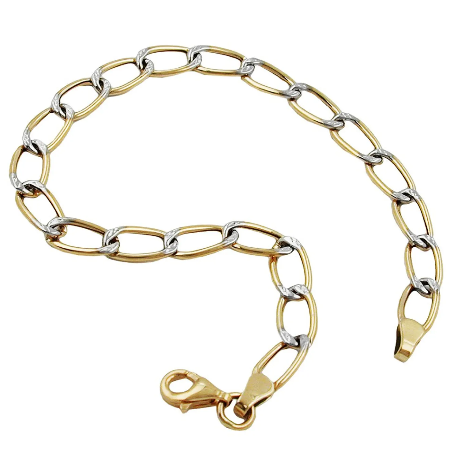 Weitpanzer Armband aus 375 Gold, Gelbgold & Weißgold, bicolor, 19cm