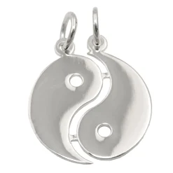 Yin-Yang Partner Anhänger Doppel 18mm aus 925 Silber glänzend