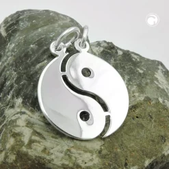 Yin-Yang Partner Anhänger Doppel 18mm aus 925 Silber glänzend