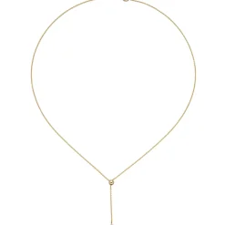 Y-Kette Collier mit Diamant Brillant 0,10 Ct W/SI 750 Gold Gelbgold 45cm Damen